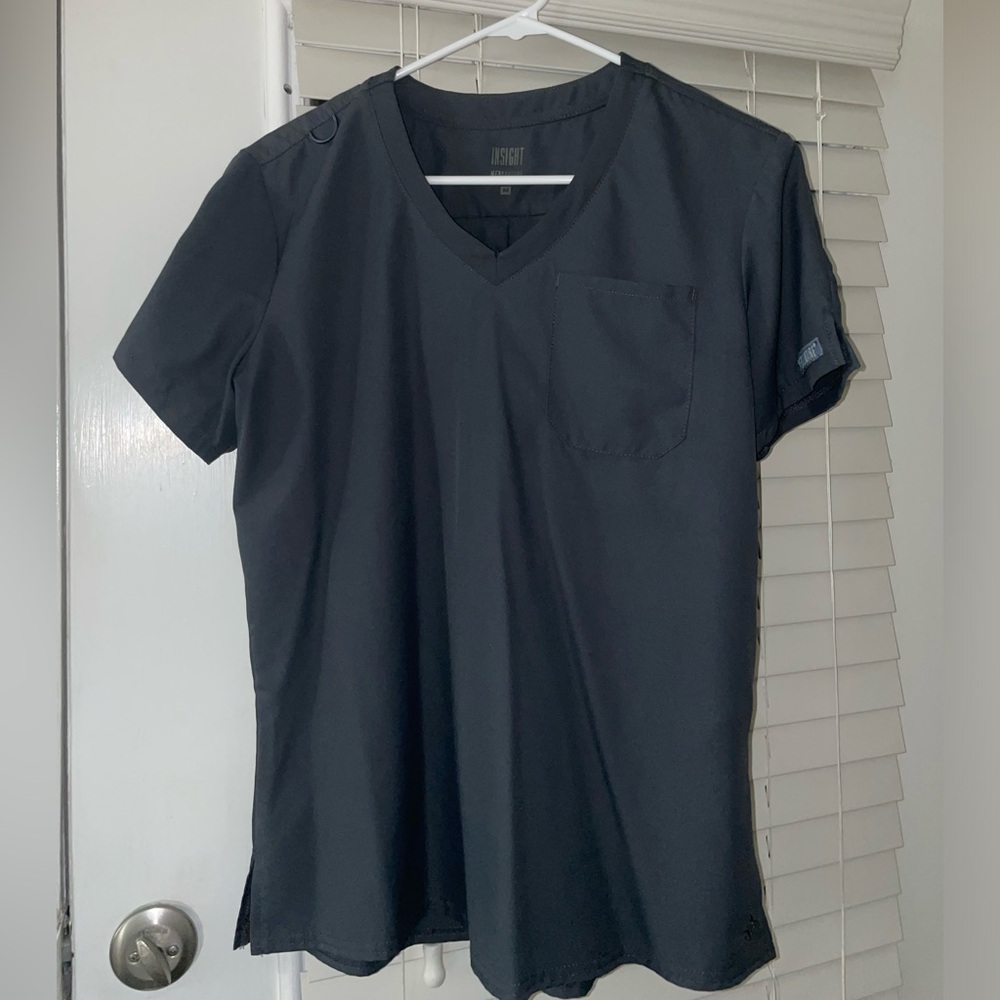 Med couture medium gray scrub top